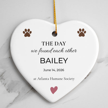 The Day We Found Each Other – Personalized Gotcha Day Dog Ornament