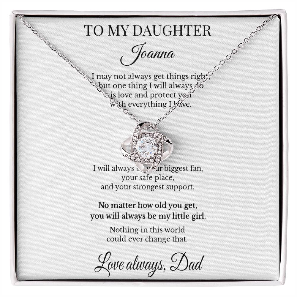 Personalized To My Daughter Necklace from Dad – Custom Name Love Knot Gift with Message Card