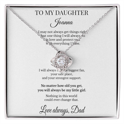 To My Daughter Personalized Love Knot Necklace – Your Biggest Fan & Strongest Support | From Dad