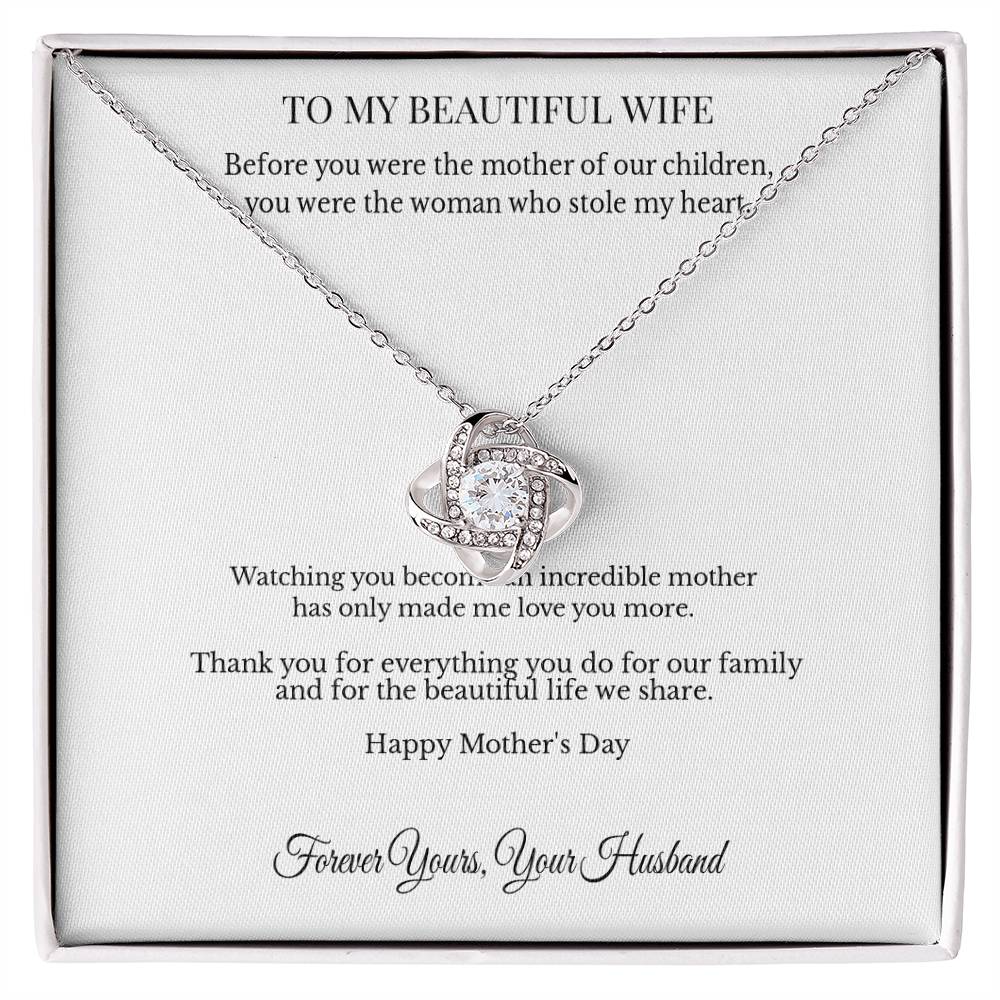 To My Beautiful Wife – Personalized Love Knot Necklace | Romantic Mother’s Day Gift From Husband