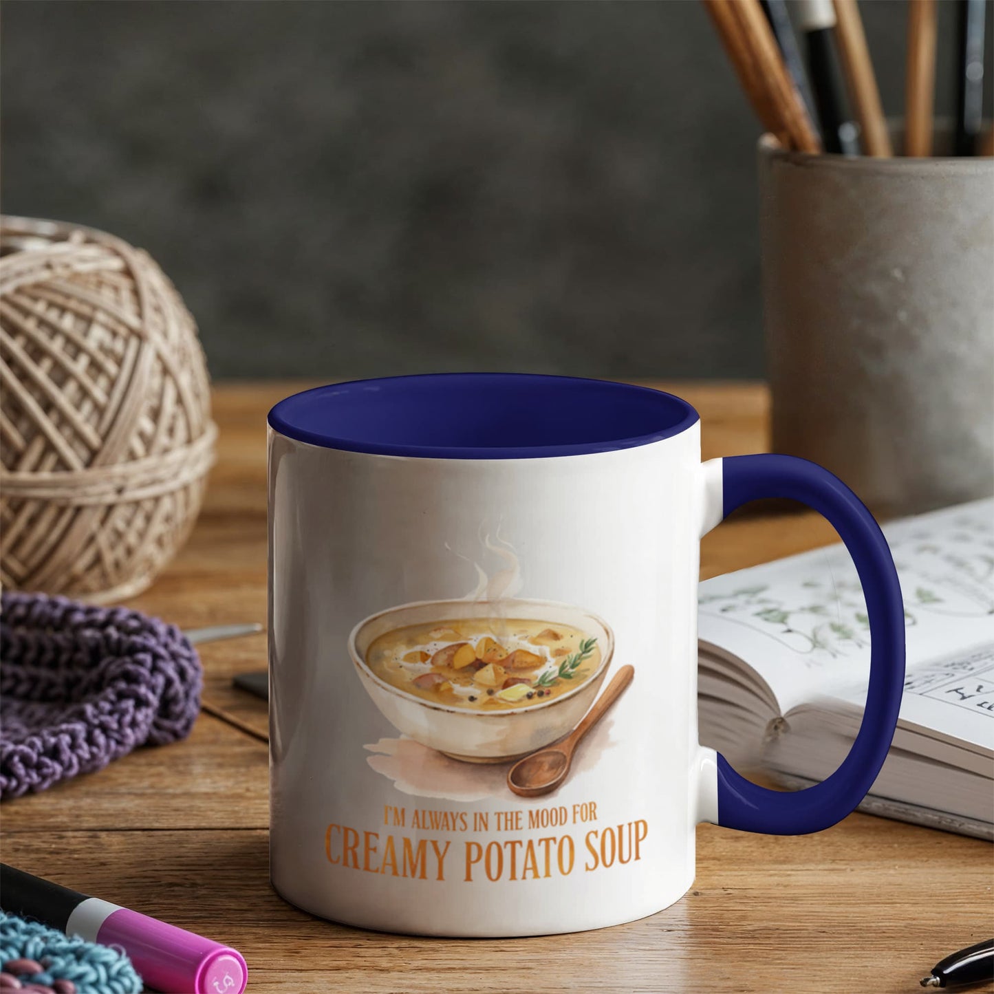 I'm Always in the Mood for Creamy Potato Soup Color Accent Ceramic Mug | Autumn Coffee Mug