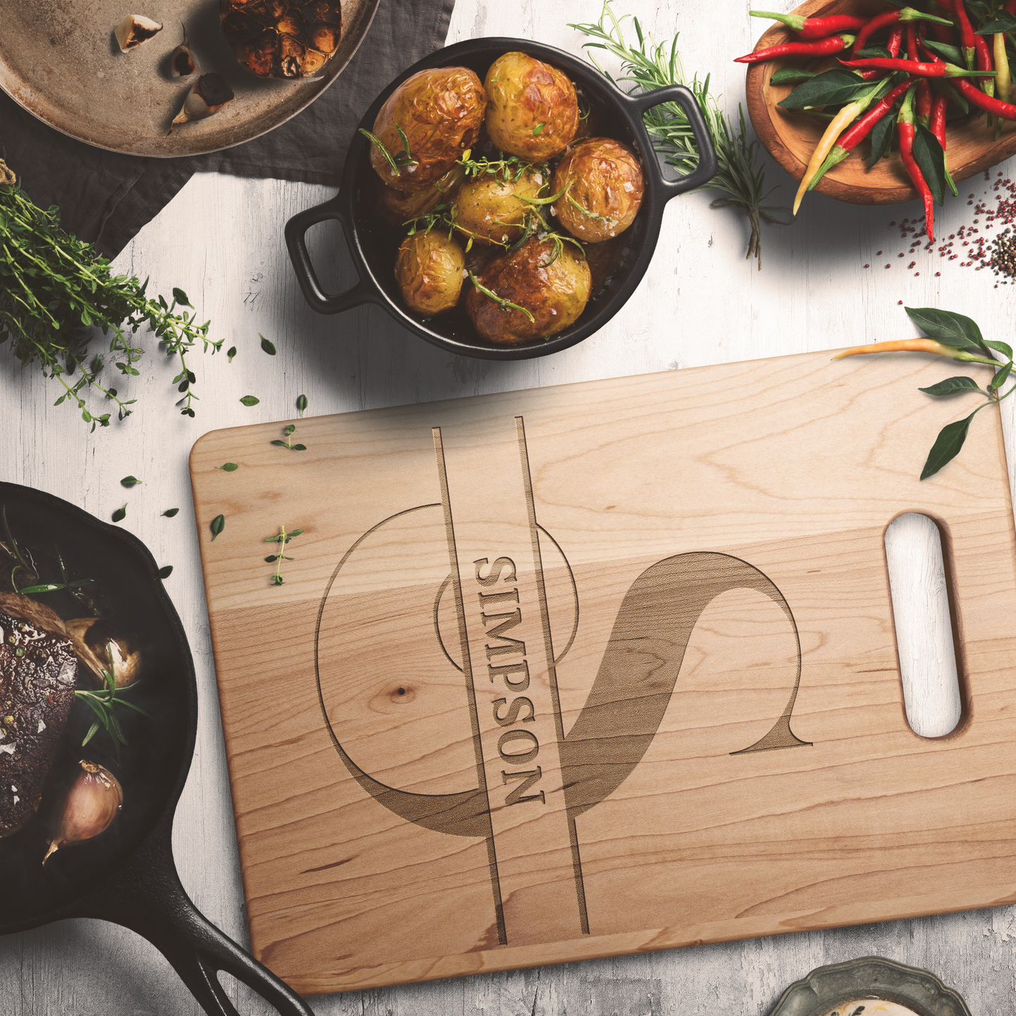 Personalized Monogram Maple Cutting Board – Custom Name & Letter – Handcrafted in the USA