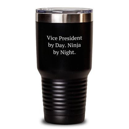 Funny Vice President Gifts, Vice President By Day. Ninja By Night., 20oz or 30oz Black Stainless Steel Tumblers for Vice President Men Women Coworkers Family - Main
