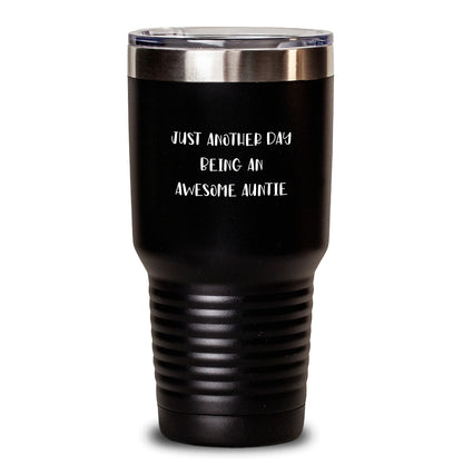 Just Another Awesome Auntie Graduation Gift from Family to Auntie - Funny Auntie Tumbler - 20oz or 30oz Stainless Steel Vacuum Insulated - Main