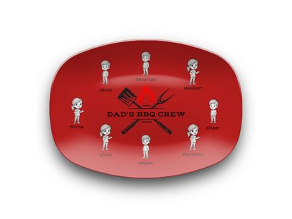 "Dad's BBQ Crew" Personalized Platter – Red Hot & Ready to Serve