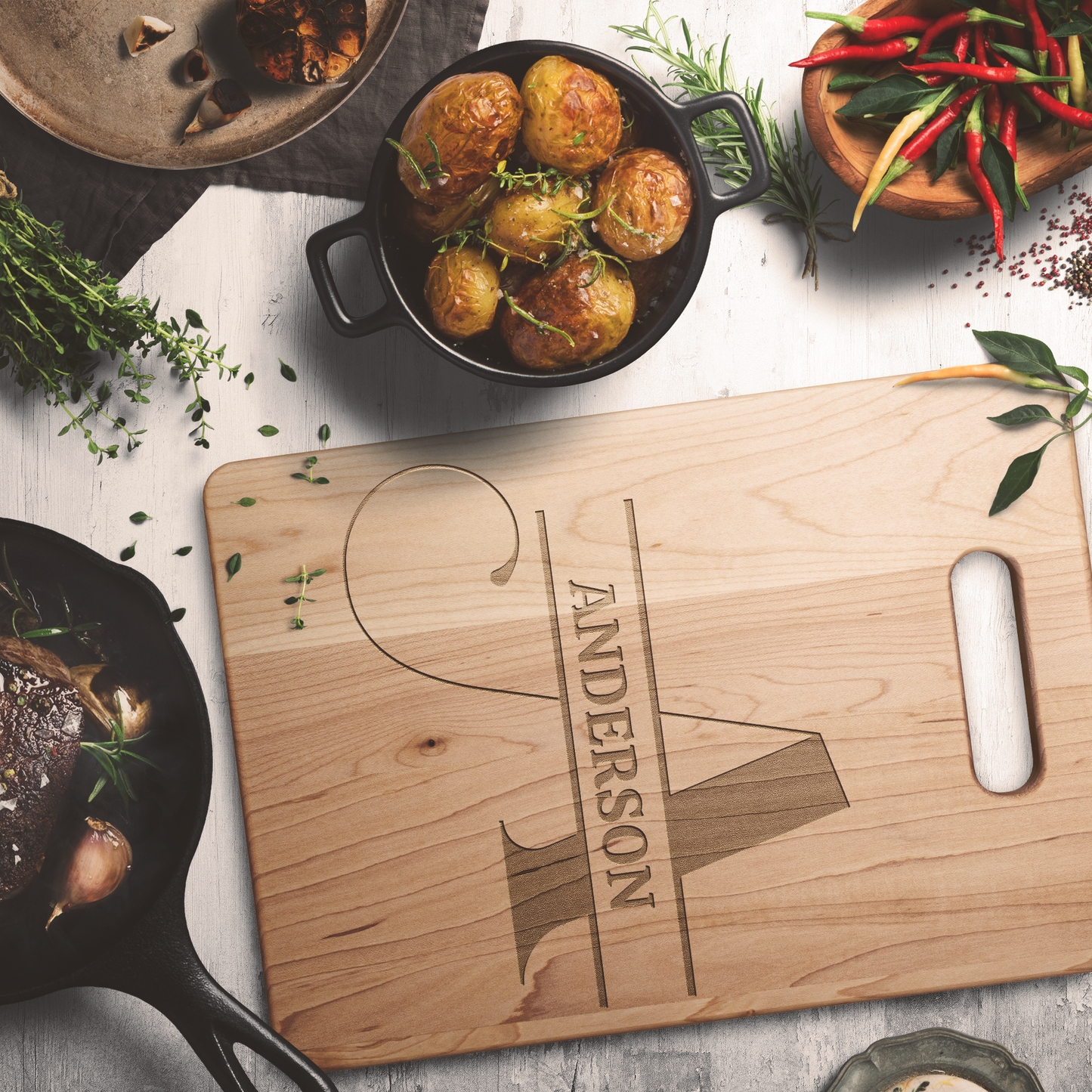 Personalized Monogram Maple Cutting Board – Custom Name & Letter – Handcrafted in the USA