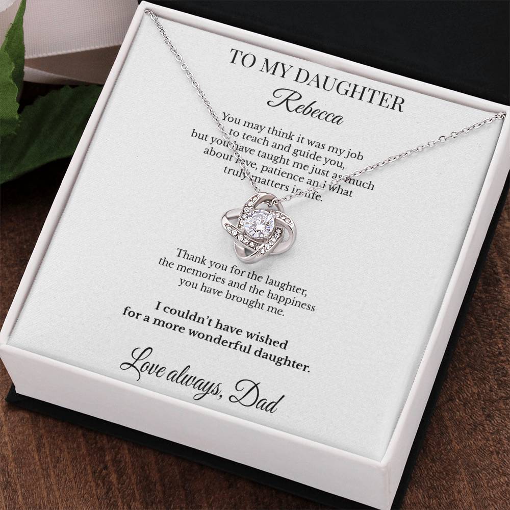 LK26DD05 Personalized To My Daughter Necklace From Dad – Thank You for Being My Daughter Love Knot Gift