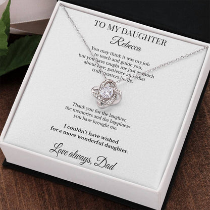 LK26DD05 Personalized To My Daughter Necklace From Dad – Thank You for Being My Daughter Love Knot Gift