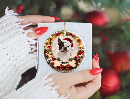 Personalized Dog Christmas Portrait Ceramic Ornament