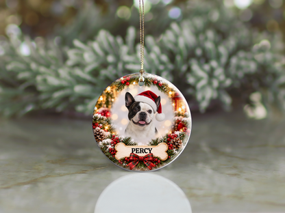 Personalized Dog Christmas Portrait Ceramic Ornament