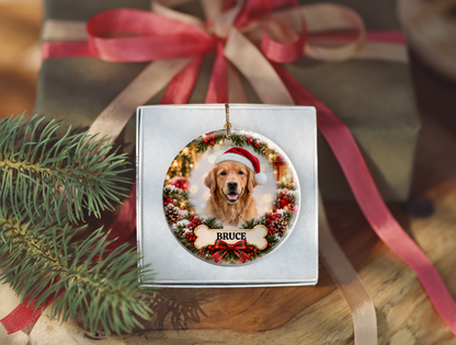 Personalized Golden Retriever Christmas Ornament – Custom Portrait from Your Dog’s Photo & Name