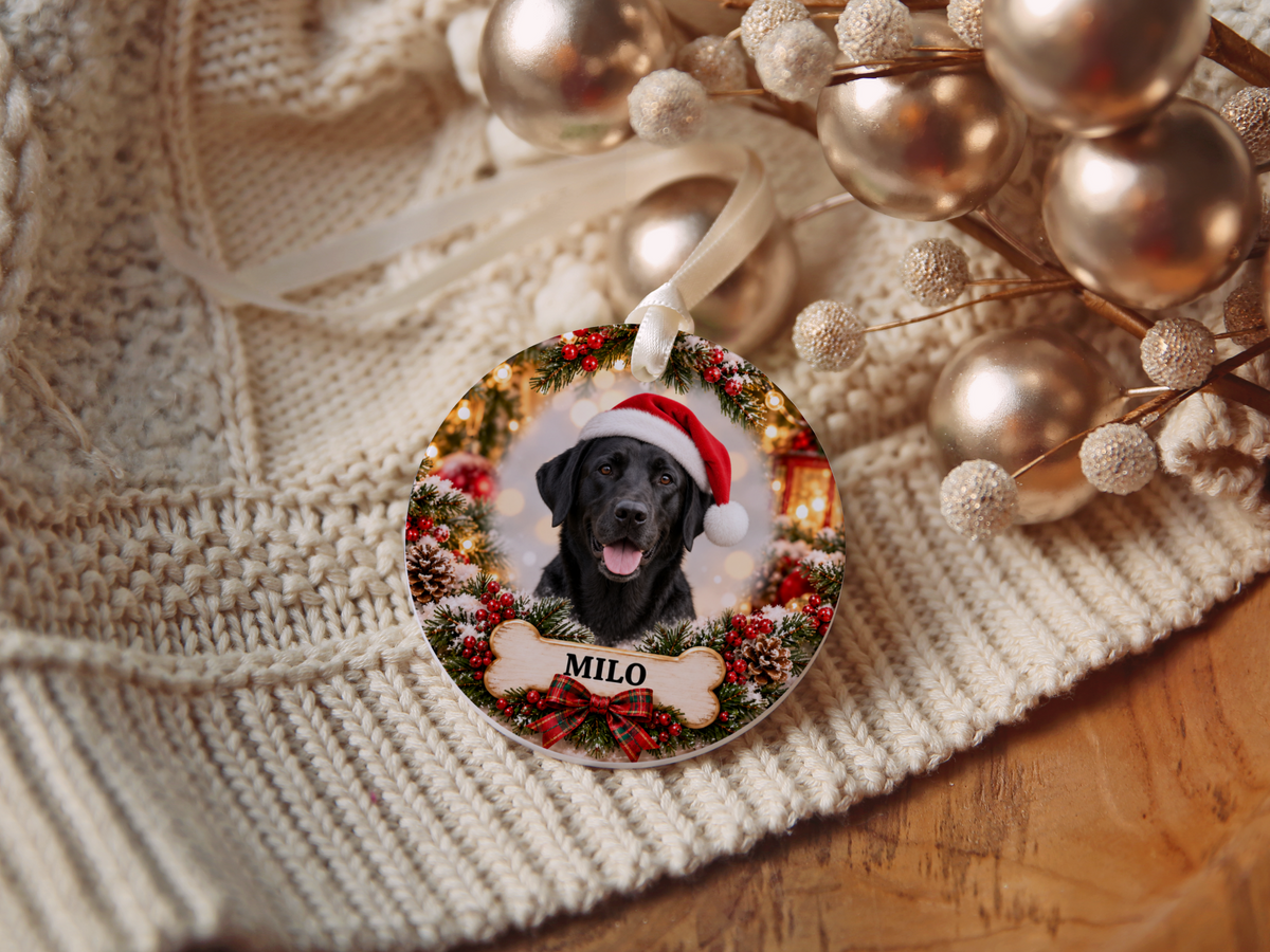 Personalized Labrador Retriever Christmas Ornament – Custom Portrait from Your Dog’s Photo & Name