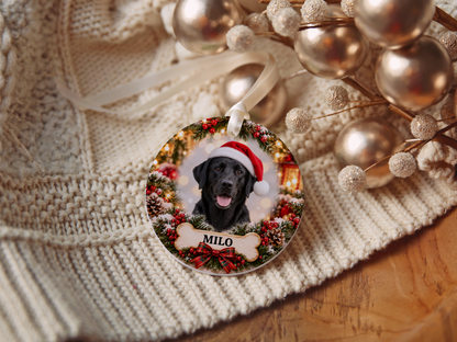 Personalized Labrador Retriever Christmas Ornament – Custom Portrait from Your Dog’s Photo & Name