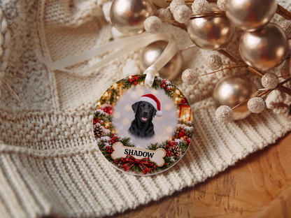 Personalized Labrador Retriever Christmas Ornament – Custom Portrait from Your Dog’s Photo & Name