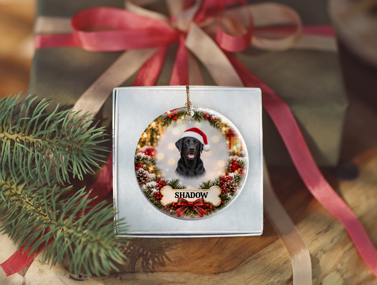 Personalized Labrador Retriever Christmas Ornament – Custom Portrait from Your Dog’s Photo & Name