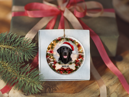 Personalized Labrador Retriever Christmas Ornament – Custom Portrait from Your Dog’s Photo & Name