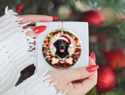 Personalized Labrador Retriever Christmas Ornament – Custom Portrait from Your Dog’s Photo & Name