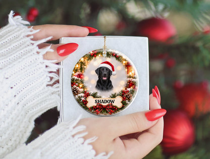 Personalized Labrador Retriever Christmas Ornament – Custom Portrait from Your Dog’s Photo & Name