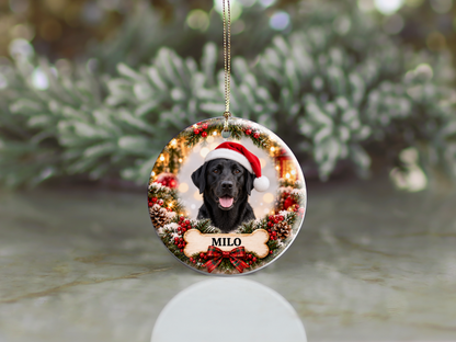 Personalized Labrador Retriever Christmas Ornament – Custom Portrait from Your Dog’s Photo & Name