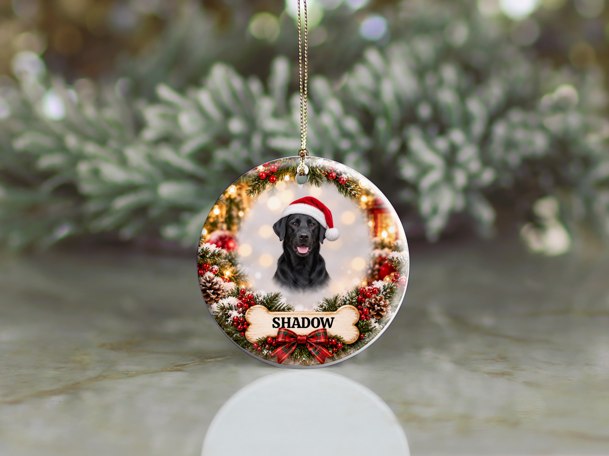 Personalized Labrador Retriever Christmas Ornament – Custom Portrait from Your Dog’s Photo & Name