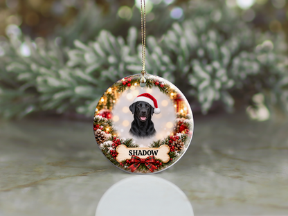 Personalized Labrador Retriever Christmas Ornament – Custom Portrait from Your Dog’s Photo & Name