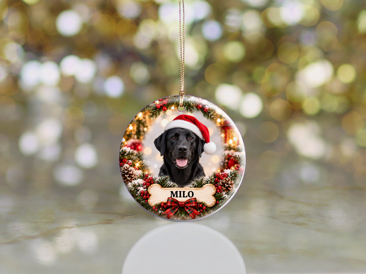 Personalized Labrador Retriever Christmas Ornament – Custom Portrait from Your Dog’s Photo & Name