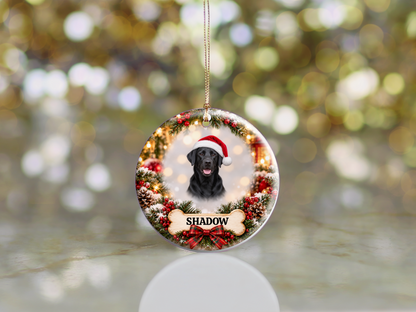Personalized Labrador Retriever Christmas Ornament – Custom Portrait from Your Dog’s Photo & Name
