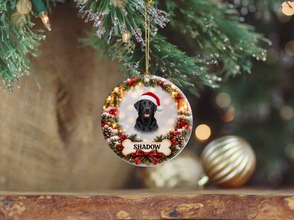 Personalized Labrador Retriever Christmas Ornament – Custom Portrait from Your Dog’s Photo & Name