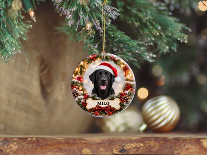 Personalized Labrador Retriever Christmas Ornament – Custom Portrait from Your Dog’s Photo & Name
