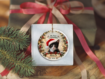 Personalized Kitten’s First Christmas Ornament – Photo, Name & Year