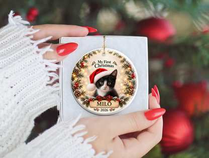 Personalized Kitten’s First Christmas Ornament – Photo, Name & Year