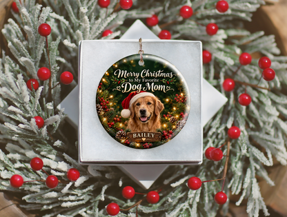 Personalized Dog Mom Christmas Ornament – Custom Dog Photo & Name