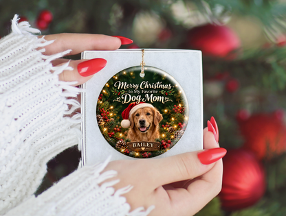 Personalized Dog Mom Christmas Ornament – Custom Dog Photo & Name