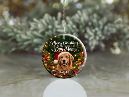 Personalized Dog Mom Christmas Ornament – Custom Dog Photo & Name