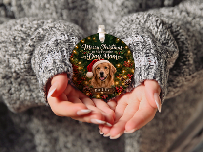 Personalized Dog Mom Christmas Ornament – Custom Dog Photo & Name