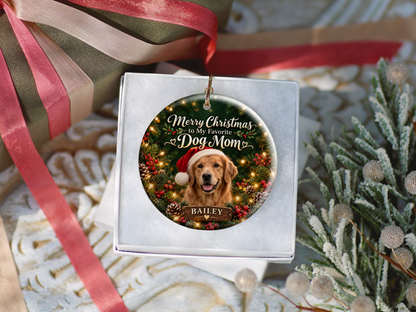 Personalized Dog Mom Christmas Ornament – Custom Dog Photo & Name