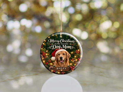 Personalized Dog Mom Christmas Ornament – Custom Dog Photo & Name