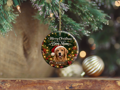 Personalized Dog Mom Christmas Ornament – Custom Dog Photo & Name