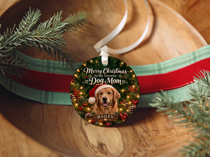 Personalized Dog Mom Christmas Ornament – Custom Dog Photo & Name