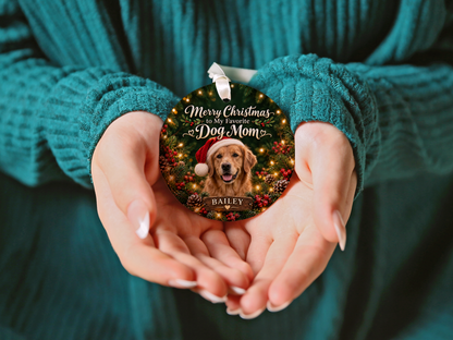Personalized Dog Mom Christmas Ornament – Custom Dog Photo & Name