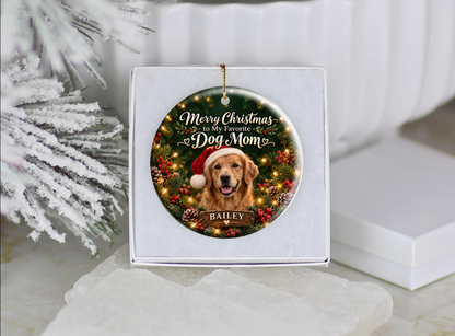 Personalized Dog Mom Christmas Ornament – Custom Dog Photo & Name