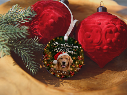 Personalized Dog Dad Christmas Ornament – Custom Dog Photo & Name