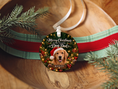 Personalized Dog Dad Christmas Ornament – Custom Dog Photo & Name