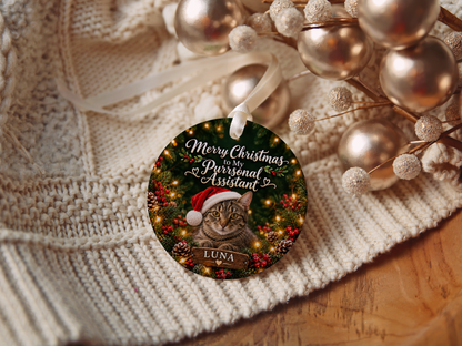 Personalized Cat Christmas Ornament – My Purrsonal Assistant