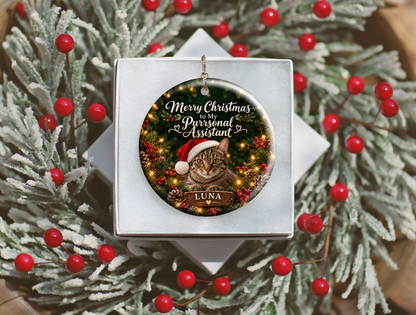 Personalized Cat Christmas Ornament – My Purrsonal Assistant