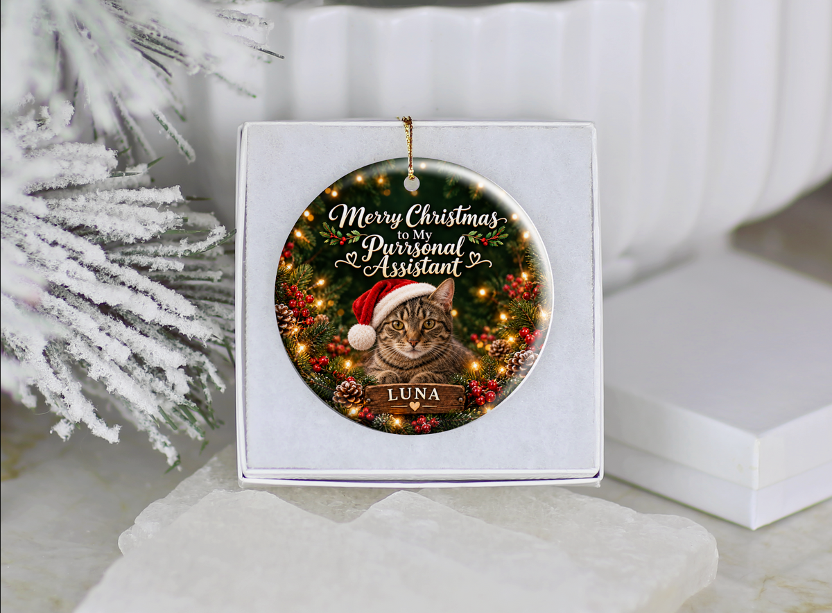 Personalized Cat Christmas Ornament – My Purrsonal Assistant