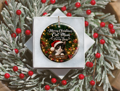 Personalized Cat Mom Christmas Ornament – Love, Your Furry Boss