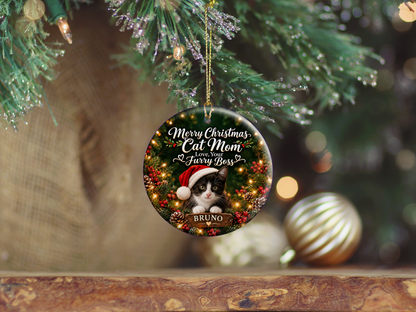 Personalized Cat Mom Christmas Ornament – Love, Your Furry Boss