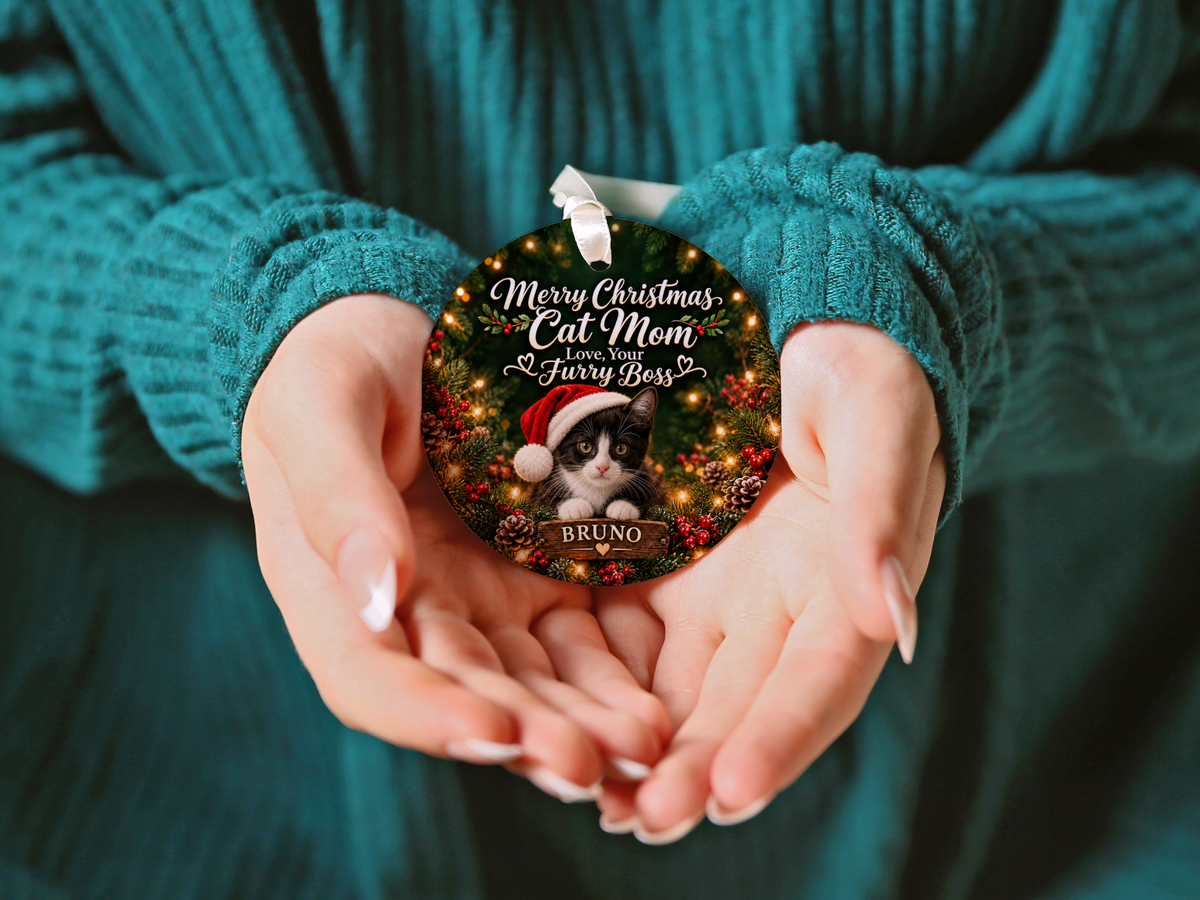 Personalized Cat Mom Christmas Ornament – Love, Your Furry Boss