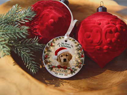 Personalized Puppy’s First Christmas Ornament – Photo, Name & Year